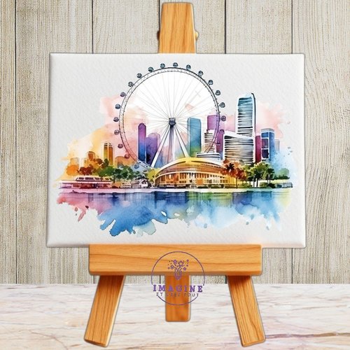 Tableau mural - sublimation -  impression infusible ink - toile - canvas - singapore - cityscape - skyline - colorful