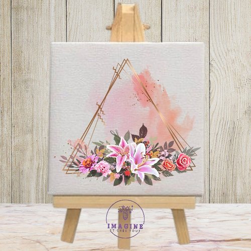 Tableau mural - sublimation -  impression infusible ink - toile - canvas - gold - powder - floral triangle border - or