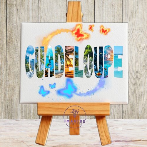Tableau mural - sublimation -  impression infusible ink - toile - canvas - color - light - effect butterfly - guadeloupe - 971