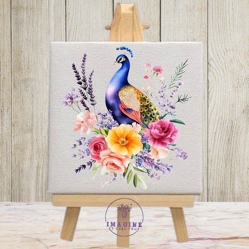 Tableau mural - sublimation -  impression infusible ink - toile - canvas - watercolor - painting - majestic - paon