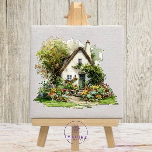 Tableau mural - sublimation -  impression infusible ink - cozy - cottage - lush garden - jardin - arbres - fleurs
