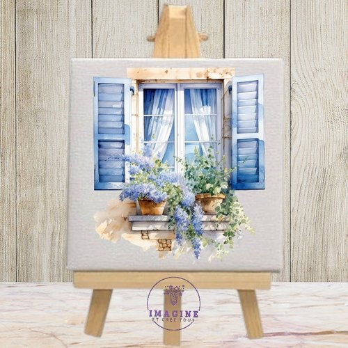 Tableau mural - sublimation -  impression infusible ink - watercolor  - flowers - plants - window