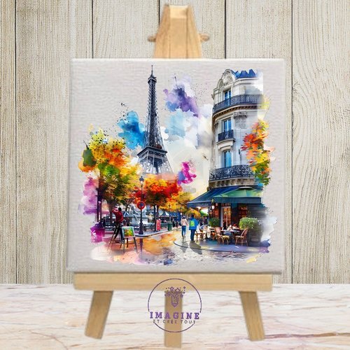 Tableau mural - sublimation -  impression infusible ink - watercolor - vintage - paris - tour eiffel