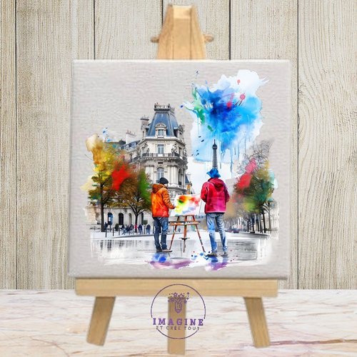 Tableau mural - sublimation -  impression infusible ink - watercolor - vintage - paris - tour eiffel