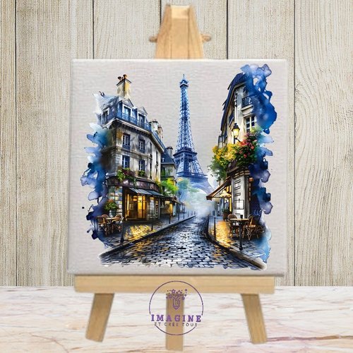 Tableau mural - sublimation -  impression infusible ink - watercolor - vintage - paris - tour eiffel