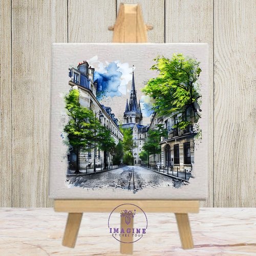 Tableau mural - sublimation -  impression infusible ink - watercolor - vintage - paris - tour eiffel