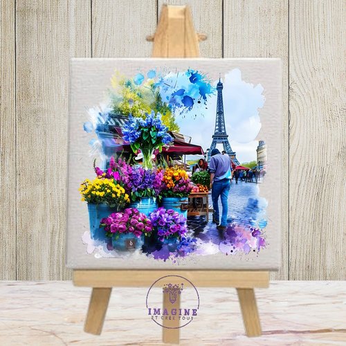 Tableau mural - sublimation -  impression infusible ink - watercolor8 - vintage - paris - tour eiffel