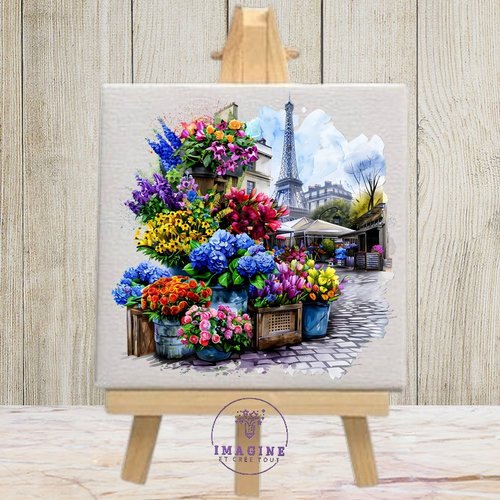 Tableau mural - sublimation -  impression infusible ink - watercolor17 - vintage - paris - tour eiffel