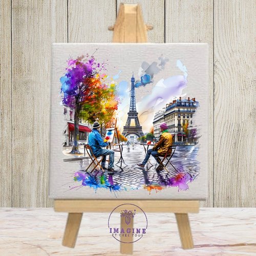 Tableau mural - sublimation -  impression infusible ink - watercolor16 - vintage - paris - tour eiffel