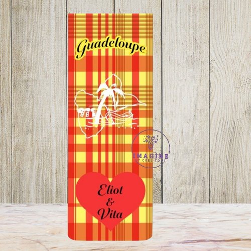 Marque page aimanté - sublimation -  impression infusible ink - guadeloupe - coeur - madras - personnalisable