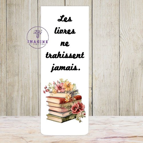 Marque page aimanté - sublimation -  impression infusible ink - vintage books stacked with flowers - livres - fleurs