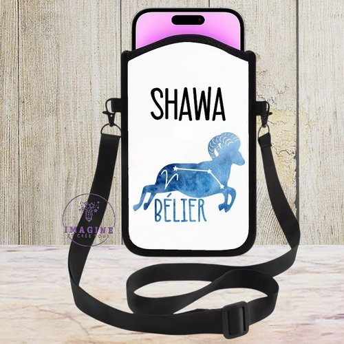 Housse sacoche téléphone portable - sublimation - impression infusible ink - signe du bélier - astrologie - galaxie - horoscope