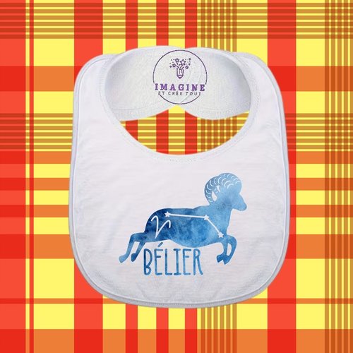 Bavoir - sublimation - impression infusible ink - horoscope - astrologie - constellations - signe du bélier - galaxie