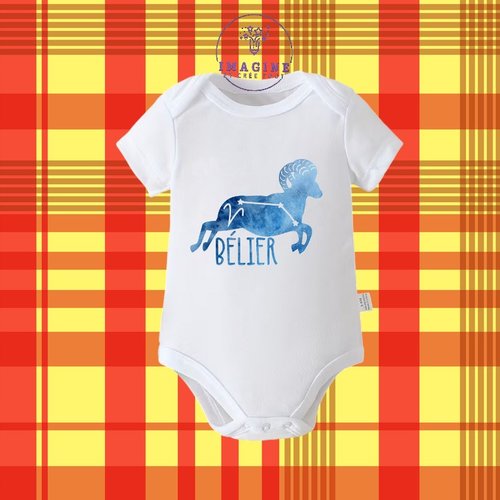 Body - bébé - baby - sublimation - impression infusible ink - horoscope - astrologie - constellations - signe du bélier