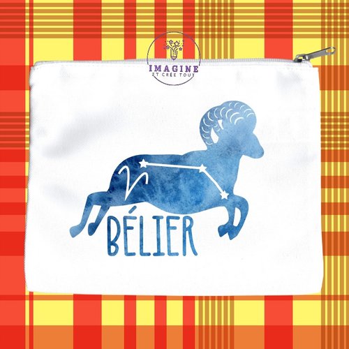 Trousse l - maquillage - sublimation - impression infusible ink -  astrologie - signe du bélier - constellations - galaxie