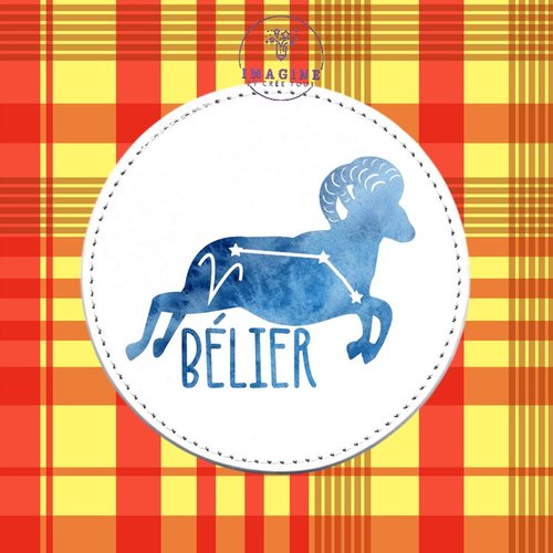 Sous verre en cuir - sublimation - impression infusible ink -  horoscope - astrologie - constellations - signe du bélier - galaxie