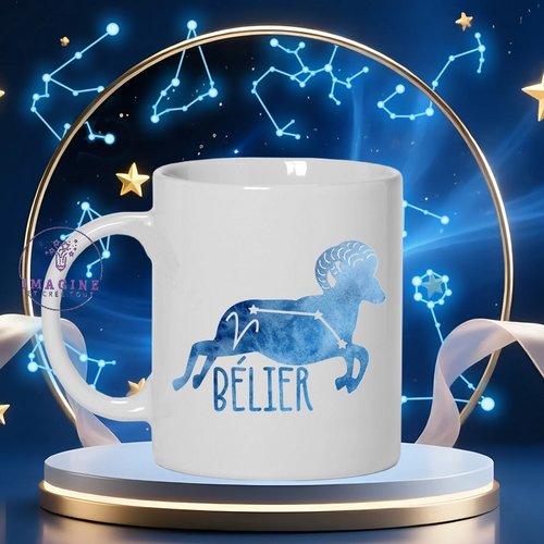 Mug - tasse - sublimation - impression infusible ink - astrologie - signe du bélier - constellations - galaxie - horoscope