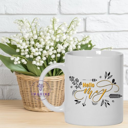 Mug - tasse - sublimation - impression infusible ink - english lettering - hello may - bonjour mai - muguets - porte bonheur