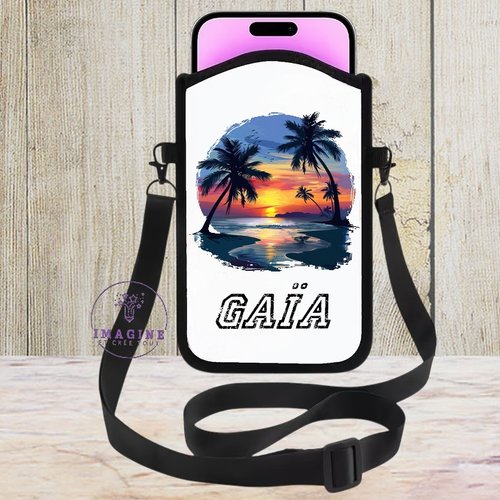 Housse sacoche téléphone portable - sublimation - impression infusible ink - beautiful tropical - sunset - beach - landscape
