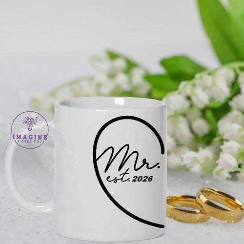 Mug - tasse - sublimation - impression infusible ink - mr 2026 - mr and mrs wedding sign