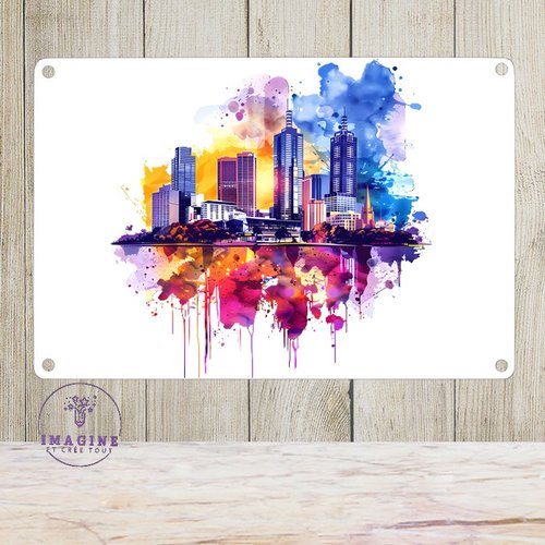 Tableau mural - sublimation -  impression infusible ink - plaque aluminium - cityscape - watercolor - illustration