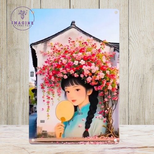 Tableau mural - sublimation - impression infusible ink - plaque aluminium - tête fleurie - illustration
