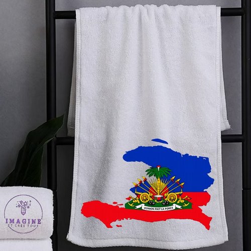 Petite serviette personnalisée pour le visage - sublimation - infusible ink - impression - drapeau d' haïti - emblème