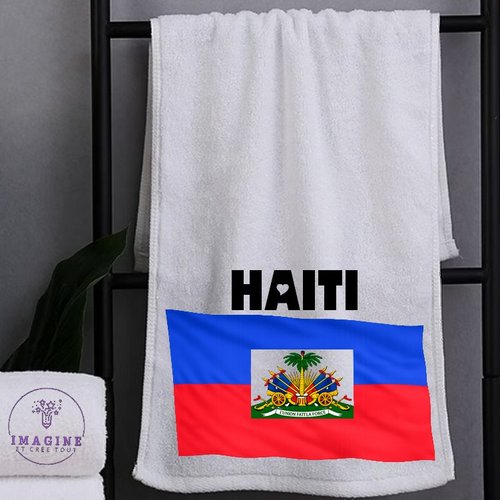 Petite serviette personnalisée pour le visage - sublimation - infusible ink - impression - drapeau d' haïti - emblème