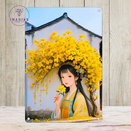 Tableau mural - sublimation - impression infusible ink - plaque aluminium - tête fleurie - illustration