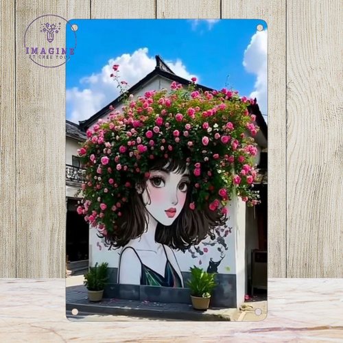 Tableau mural - sublimation - impression infusible ink - plaque aluminium - tête fleurie - illustration