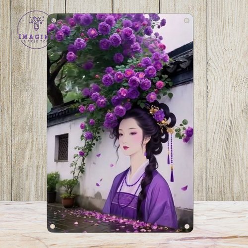 Tableau mural - sublimation - impression infusible ink - plaque aluminium - tête fleurs roses violettes - illustration