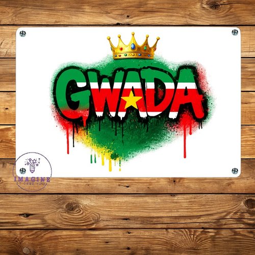 Tableau mural - sublimation -  impression infusible ink - plaque aluminium - guadeloupe - 971 - drapeau national - collector