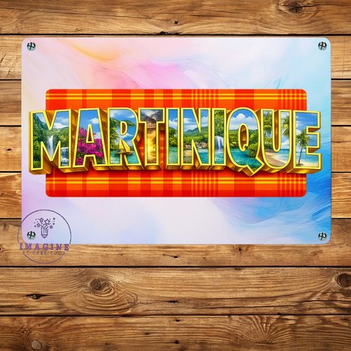 Tableau mural - sublimation -  impression infusible ink - plaque aluminium - carte martinique - 972 - paysages - or- collector