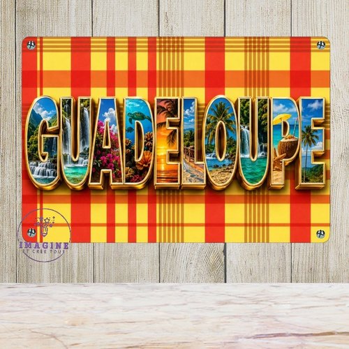 Tableau mural - sublimation -  impression infusible ink - plaque aluminium - carte guadeloupe - 971 - paysages - or- collector