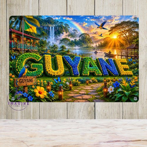 Tableau mural - sublimation -  impression infusible ink - plaque aluminium - guyane - 973 - or- collector