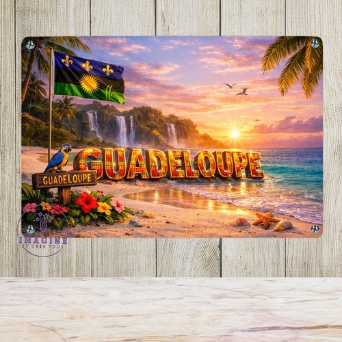 Tableau mural - sublimation -  impression infusible ink - plaque aluminium - guadeloupe - 971 - madras - levé du soleil - plage - collector