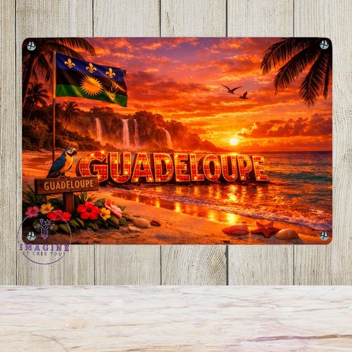 Tableau mural - sublimation -  impression infusible ink - plaque aluminium - guadeloupe - 971 - madras - couché du soleil - collector