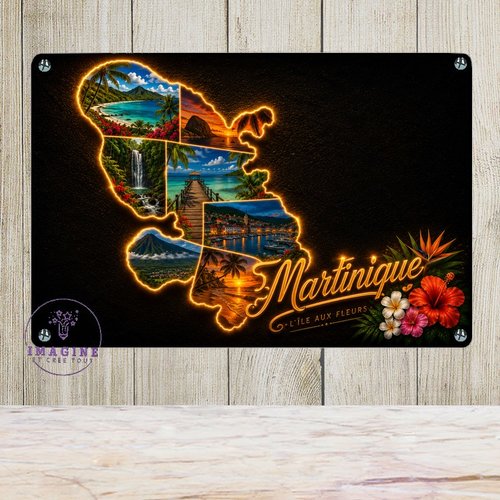 Tableau mural - sublimation -  impression infusible ink - plaque aluminium - carte martinique - effet lumineux - paysages - tropicaux