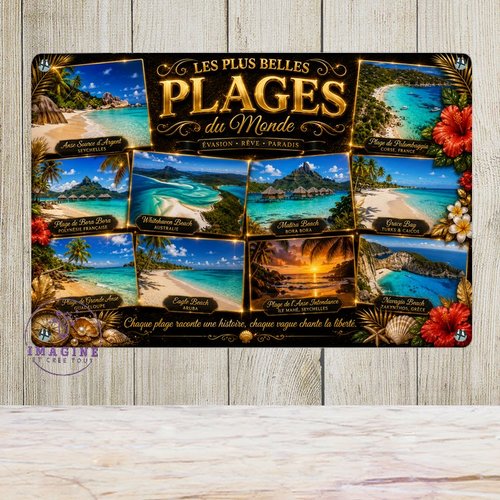 Tableau mural - sublimation -  impression infusible ink - plaque aluminium - les plus belles plages du monde