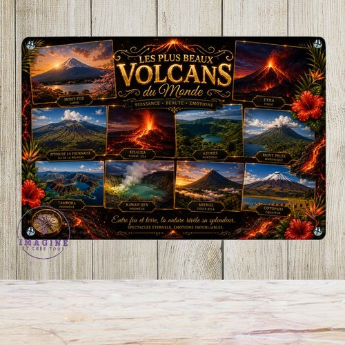 Tableau mural - sublimation -  impression infusible ink - plaque aluminium - les plus beaux volcans du monde