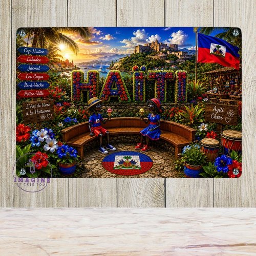 Tableau mural - sublimation -  impression infusible ink - plaque aluminium - haies fleuries - haïti