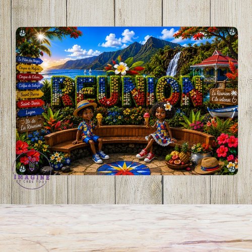 Tableau mural - sublimation -  impression infusible ink - plaque aluminium - haies fleuries - île de la réunion