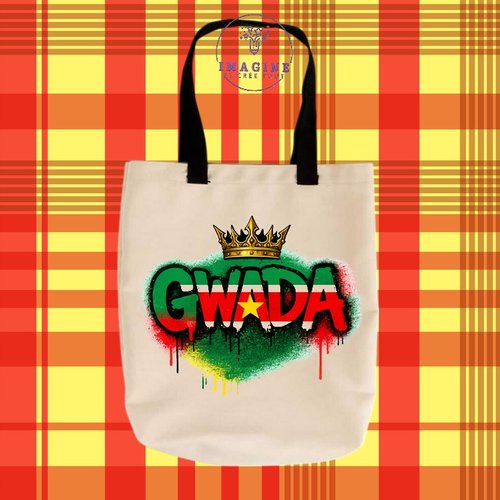 Tote bag taille m - sublimation -  impression infusible ink - ink - gwada - multicolor - guadeloupe - 971