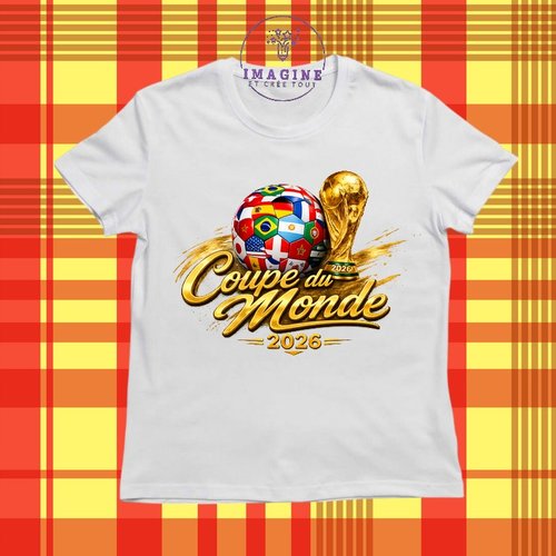 T-shirt personnalisé pour jeunes - col rond - sublimation - coupe du monde - foot - 2026