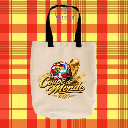 Tote bag taille m - sublimation -  impression infusible ink - ink - coupe du monde - foot - 2026
