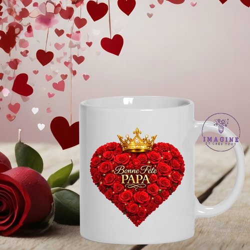 Mug - tasse - sublimation - impression infusible ink - bonne fête papa - father' - coeurs day