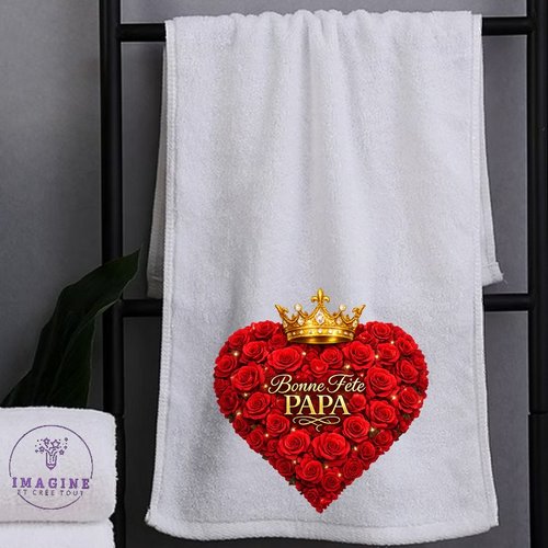 Petite serviette personnalisée pour le visage - sublimation - infusible ink - impression - bonne fête papa - father's day - cœur