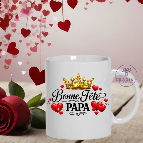 Mug - tasse - sublimation - impression infusible ink - bonne fête papa - father's day - cœur