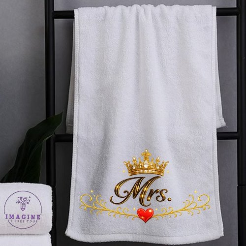 Petite serviette personnalisée pour le visage - sublimation - infusible ink - impression - mrs - mariage - reine