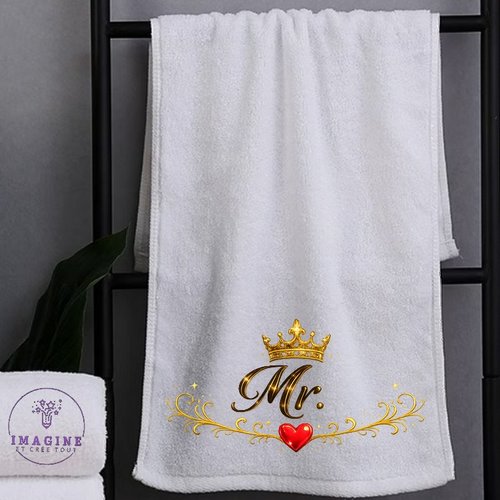 Petite serviette personnalisée pour le visage - sublimation - infusible ink - impression - mr - mariage - roi